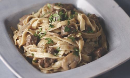 Beef and mushroom pasta pot recipe